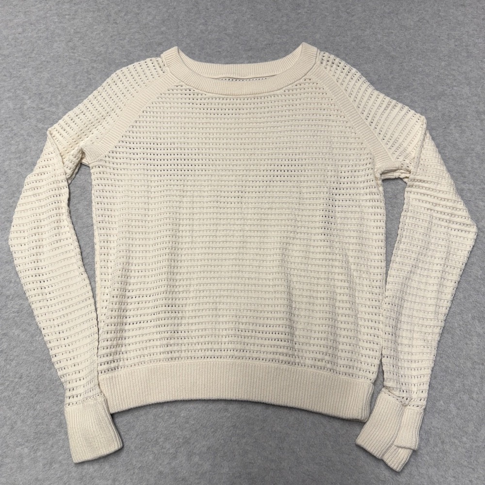Lululemon Pointelle Knit Sweater Womens Medium White Raglan Long Sleeve